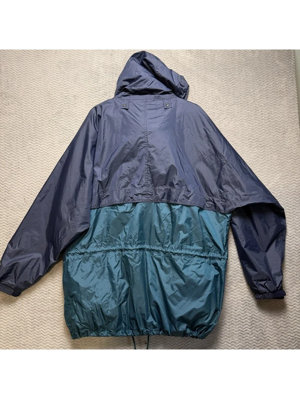 Helly Hansen Jacket Mens XL Green Blue Helly Tech HH Packable Hooded Rain Coat